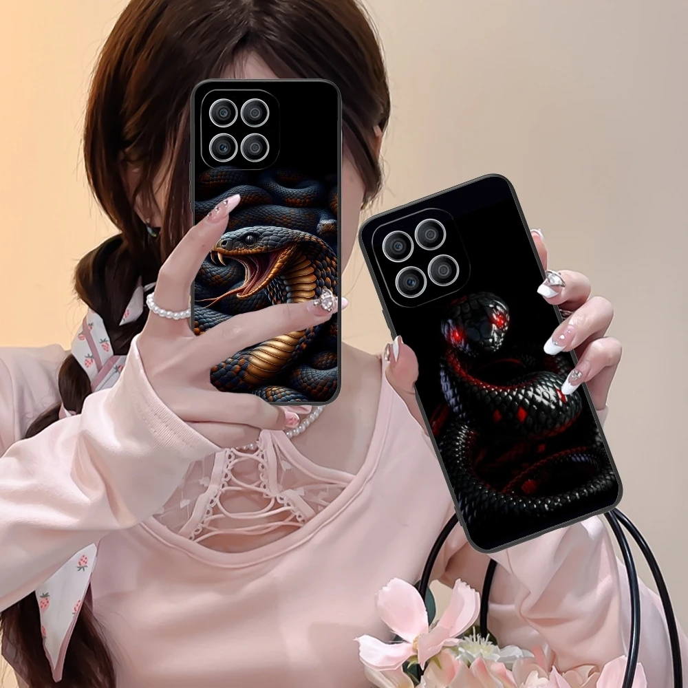 Snake Luxury Painting Mobile Cell Phone Case for Huawei Honor 90 80 70 60 50 30 20 10 9 8 7 Pro S SE Lite 5G Black Cover Shell