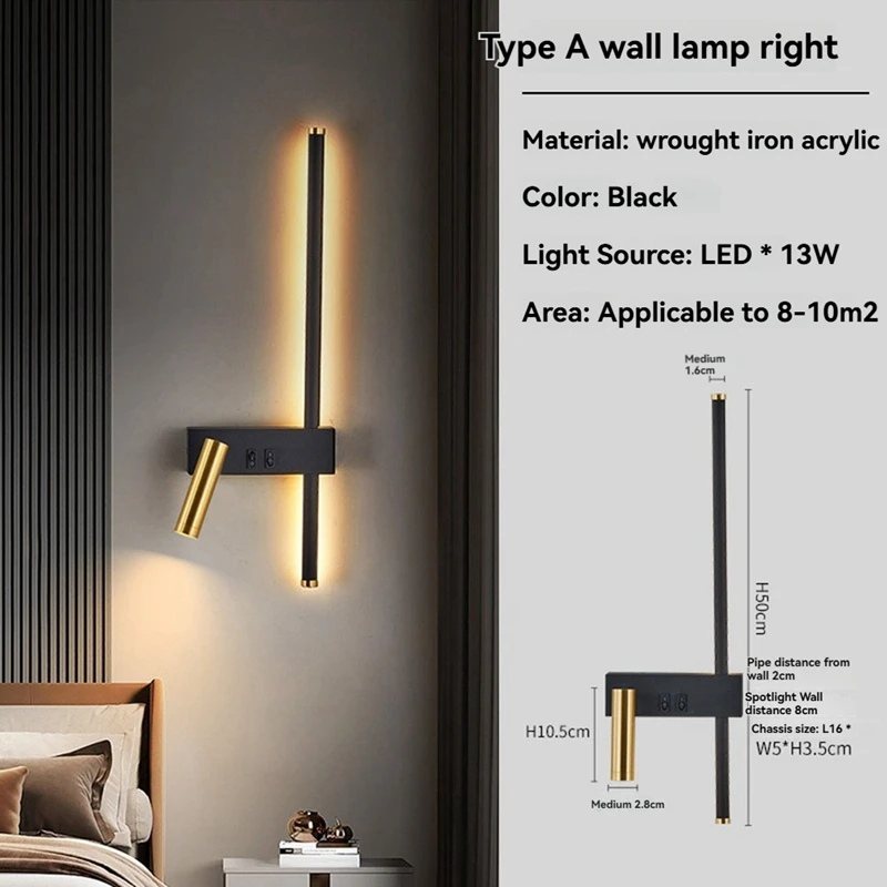 

Adjustable LED Wall Sconce for Living Sofa Background Wall Lamp BJAS