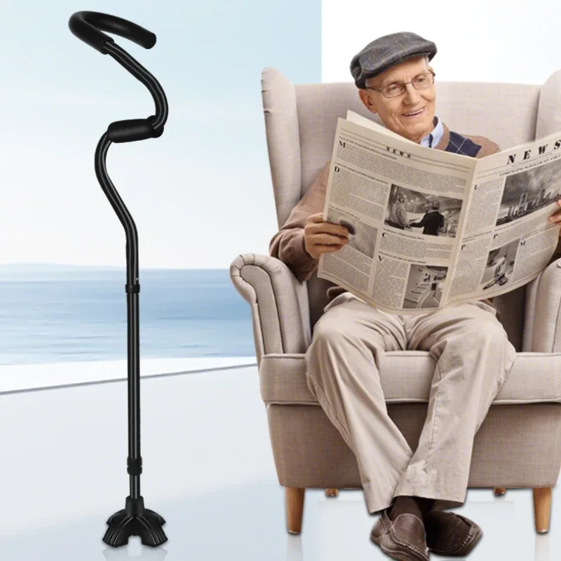 

Anti-fall S-type Rehabilitation Medical Crutches, Four-legged Young Fracture Mobility Aids Adult Crutches Walkers for Elderly