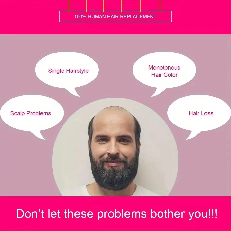 قطعة علوية من الشعر البشري بنسبة 100% للرجال - قاعدة من البولي يوريثان الأمامية على شكل حرف V مقاس 6 بوصات، شعر ريمي قصير مستقيم |   مظهر طبيعي، مرفق آمن