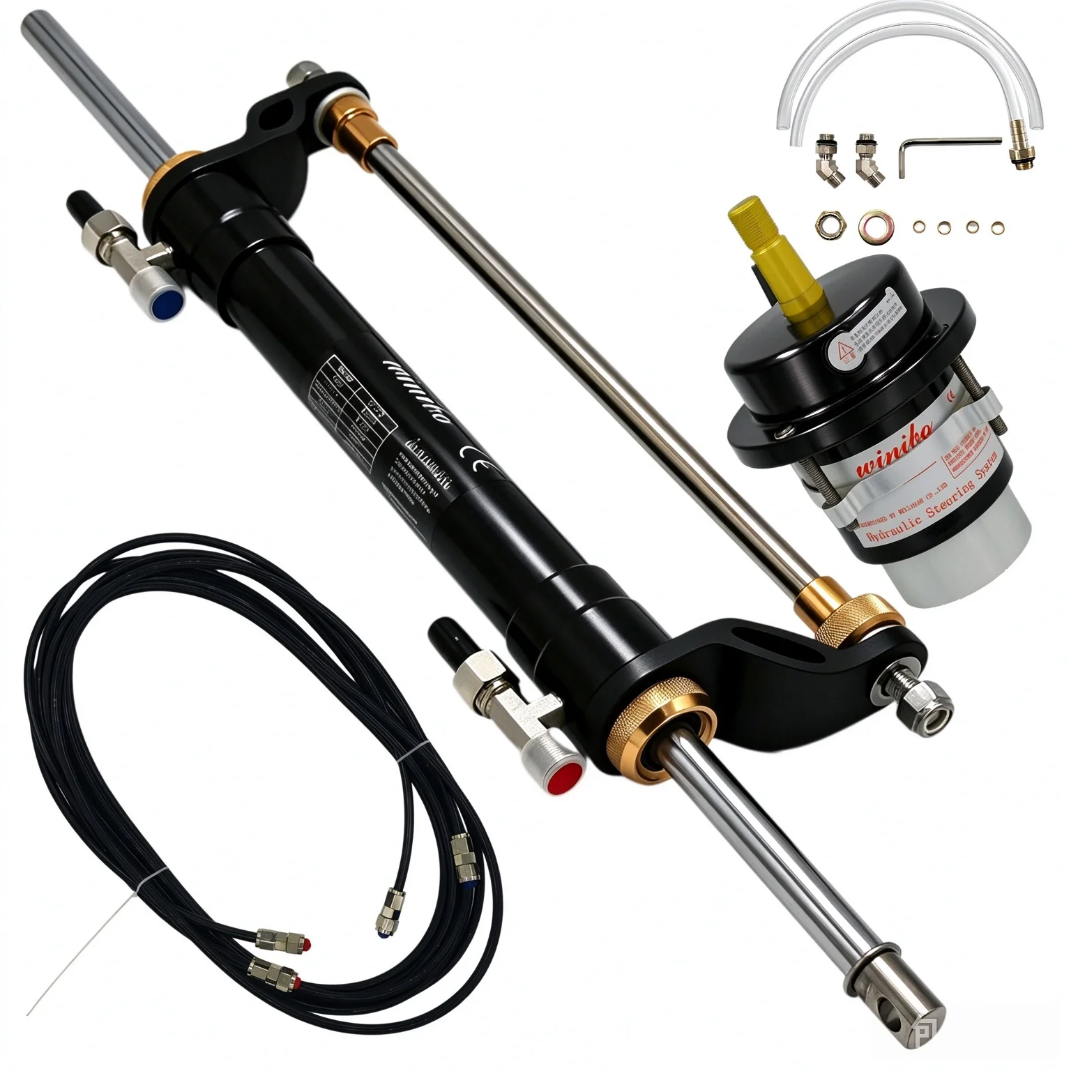 Winibo ZA0301 Up to 90HP Hydraulic Steering Kit Helm Pump Cylinder & Tubes Marine Parts for Outboard Boat