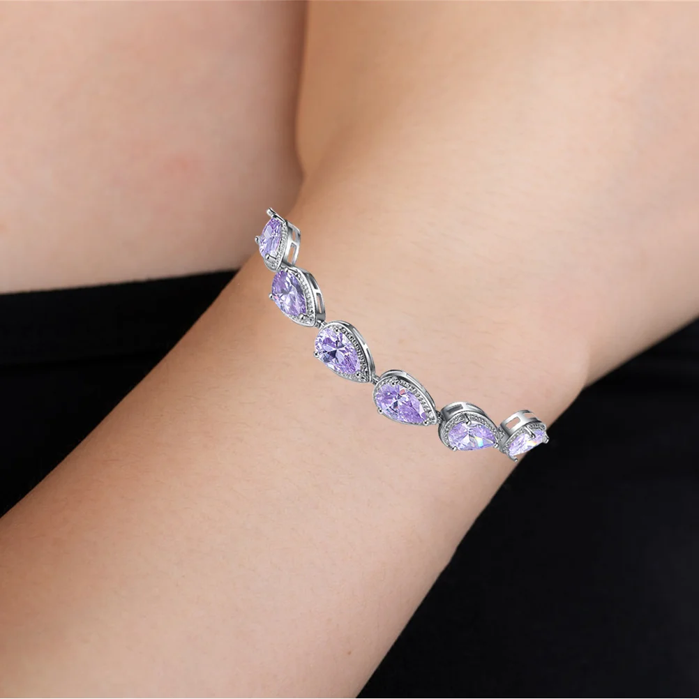 

Zircon Bracelet Purple Lightweight Durable Shining Bracelet Perfect Gift for Lover Friend Family Birthday Daily