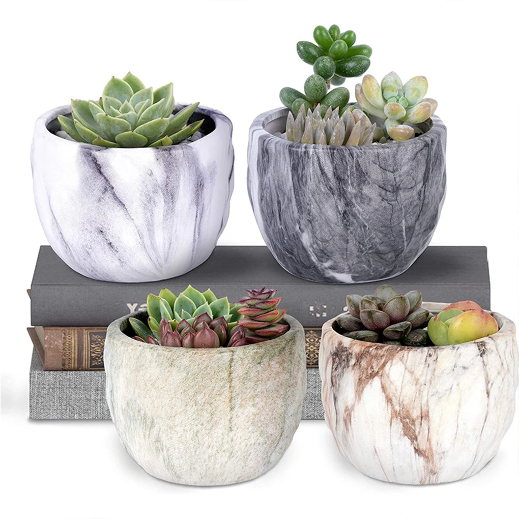 4pcs Ceramics Transparent Ceramic Flower Pot Self-absorbent And Corrosion-resistant Degradable