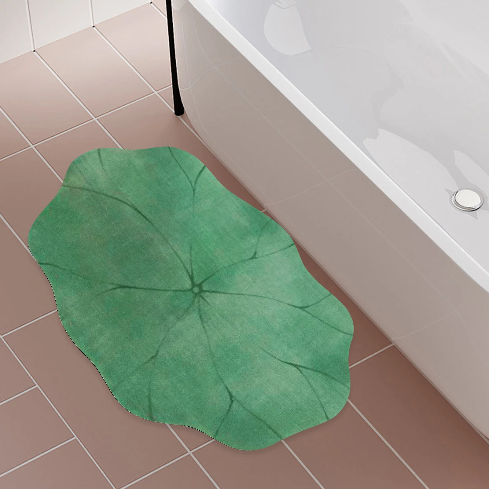 

Bath Mat Non Slip Absorbent Quick Dry Lotus Leaf Design Bathroom Floor Mat Anti-Skid Easy Clean Decor Bathmat