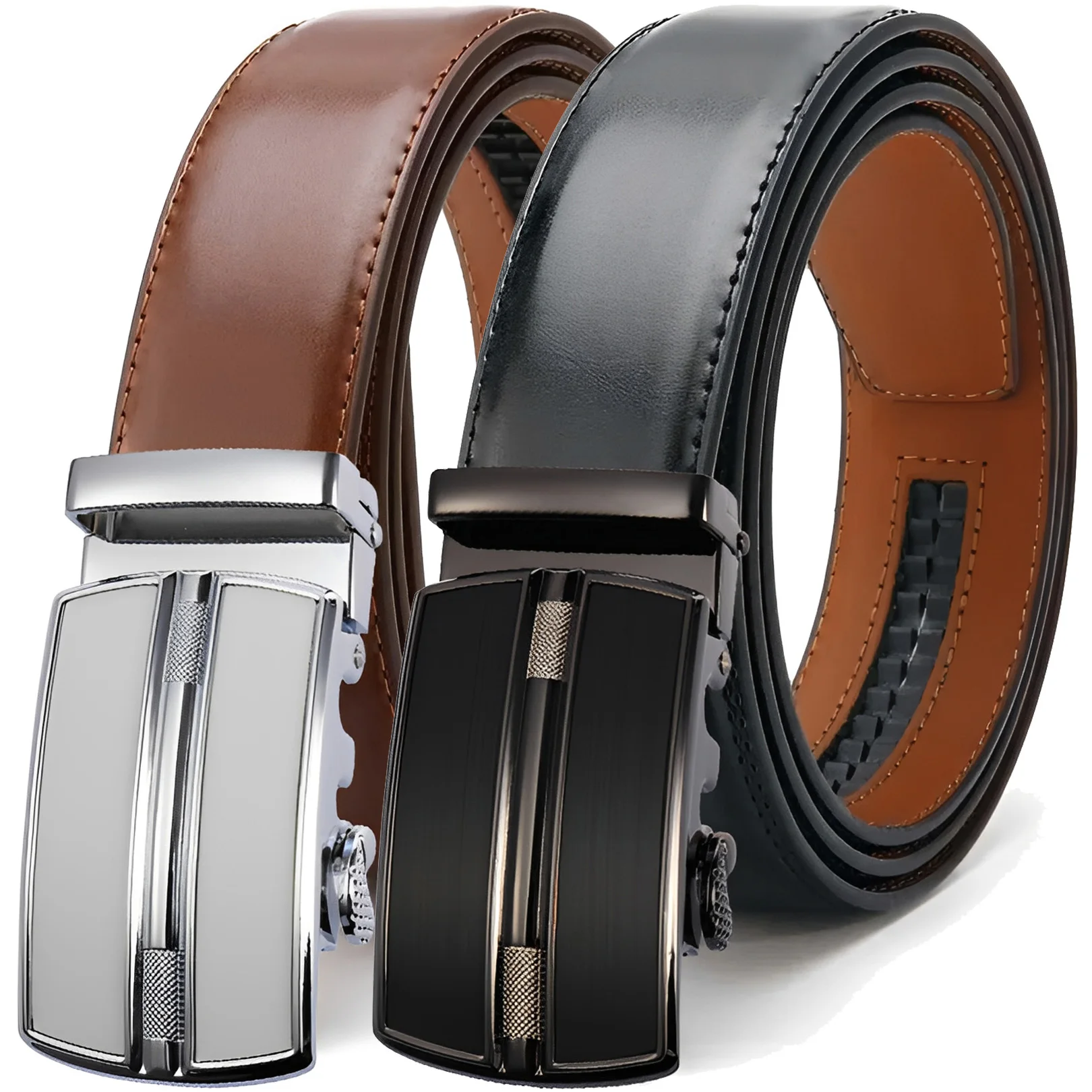 

Мужской автоматический ремень из натуральной кожи класса люкс с металлической автоматической пряжкой, дизайнерский, высококачественный, черный, коричневый