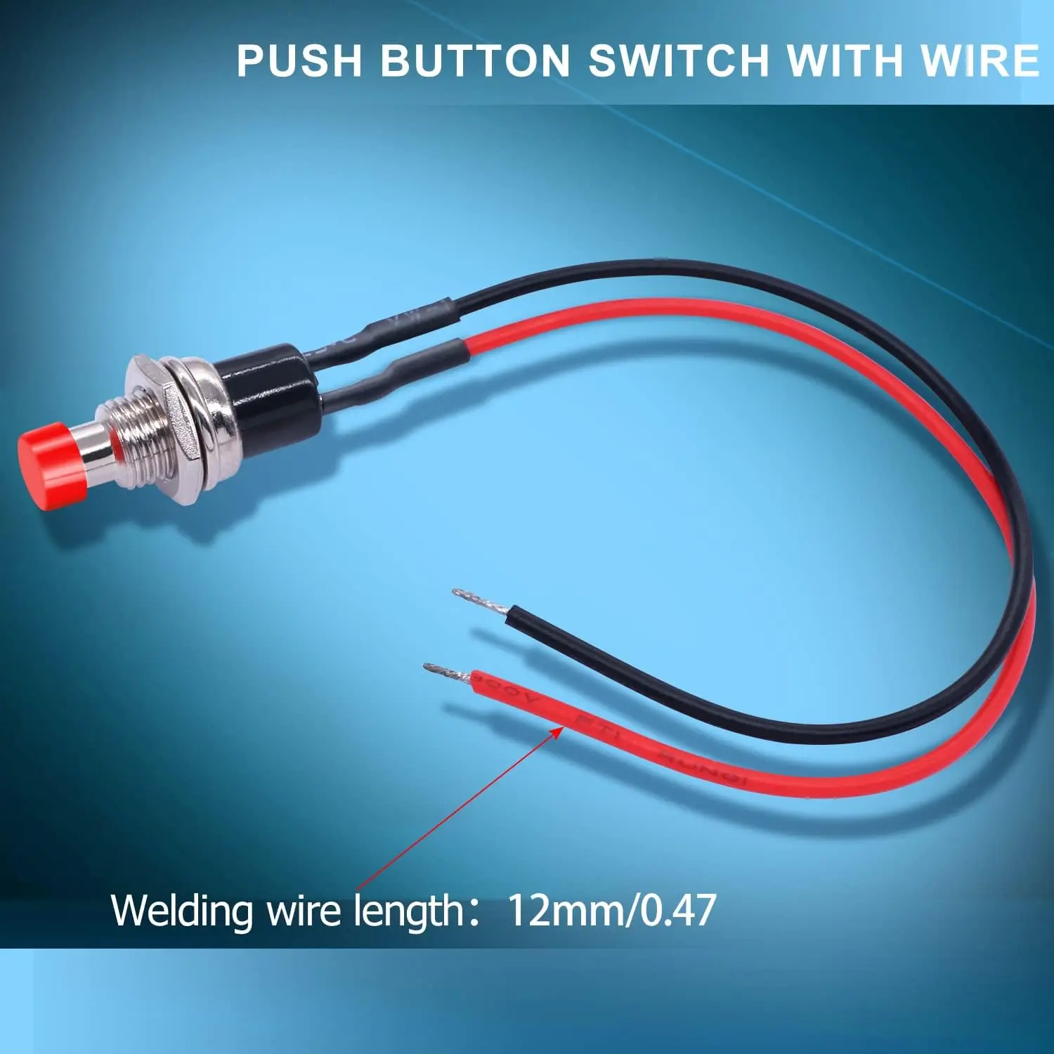 12PCS 12V 250V Momentary Push Button Switch 2 Pins SPST 7mm Normal Open 1A Mini Round Button Switch with Pre-soldered Wires image 4