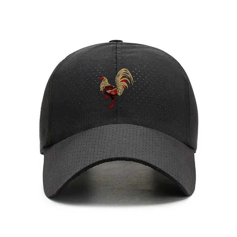 Rooster Quick Dry Baseball Cap Breathable Adjustable Sports Hat for Men