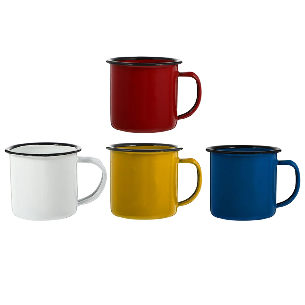 4 Pcs Know Mug Retro Drinking Cup Enamel Mugs Cups Tea Household Fashioned Office Home Travel