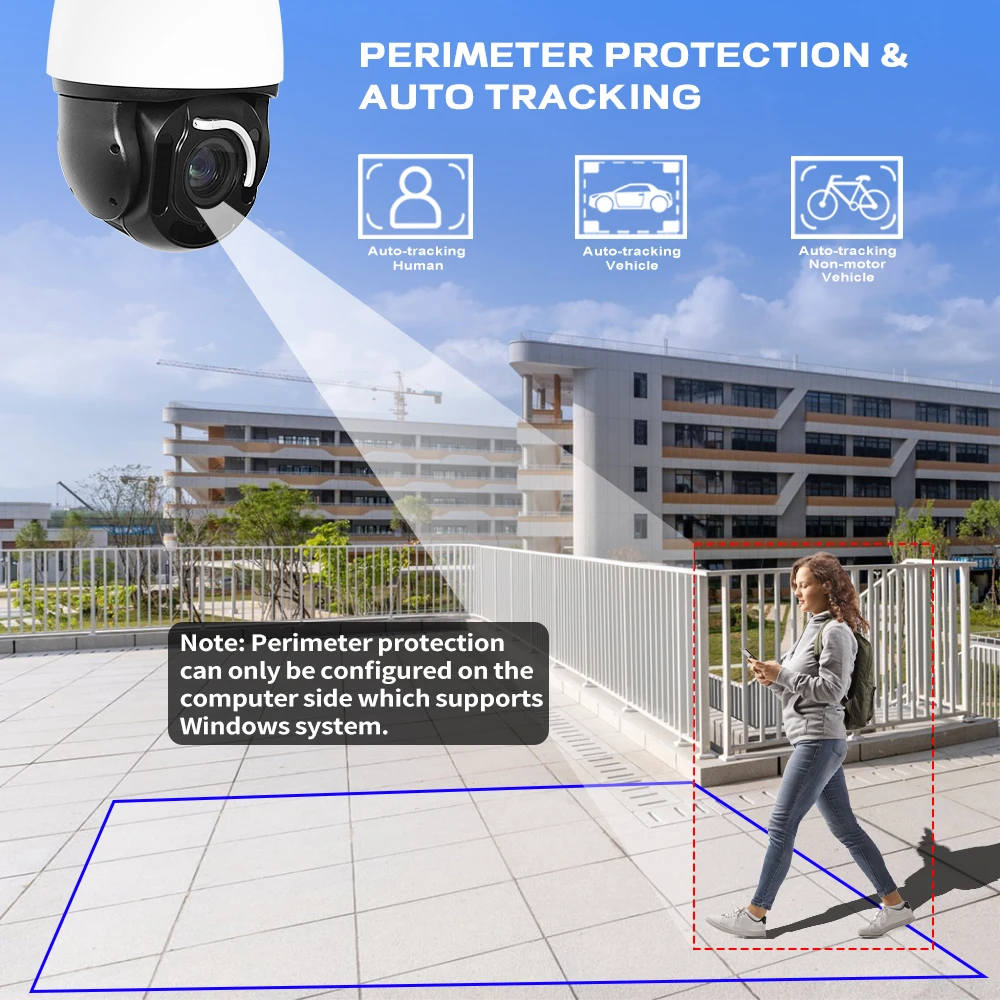 Auto Tracking IR 300m Ruitenwisser Outdoor PTZ Gezichtsherkenning Netwerkcamera Alarm Tellen Mensen IP Surveillance Beveiligingscamera