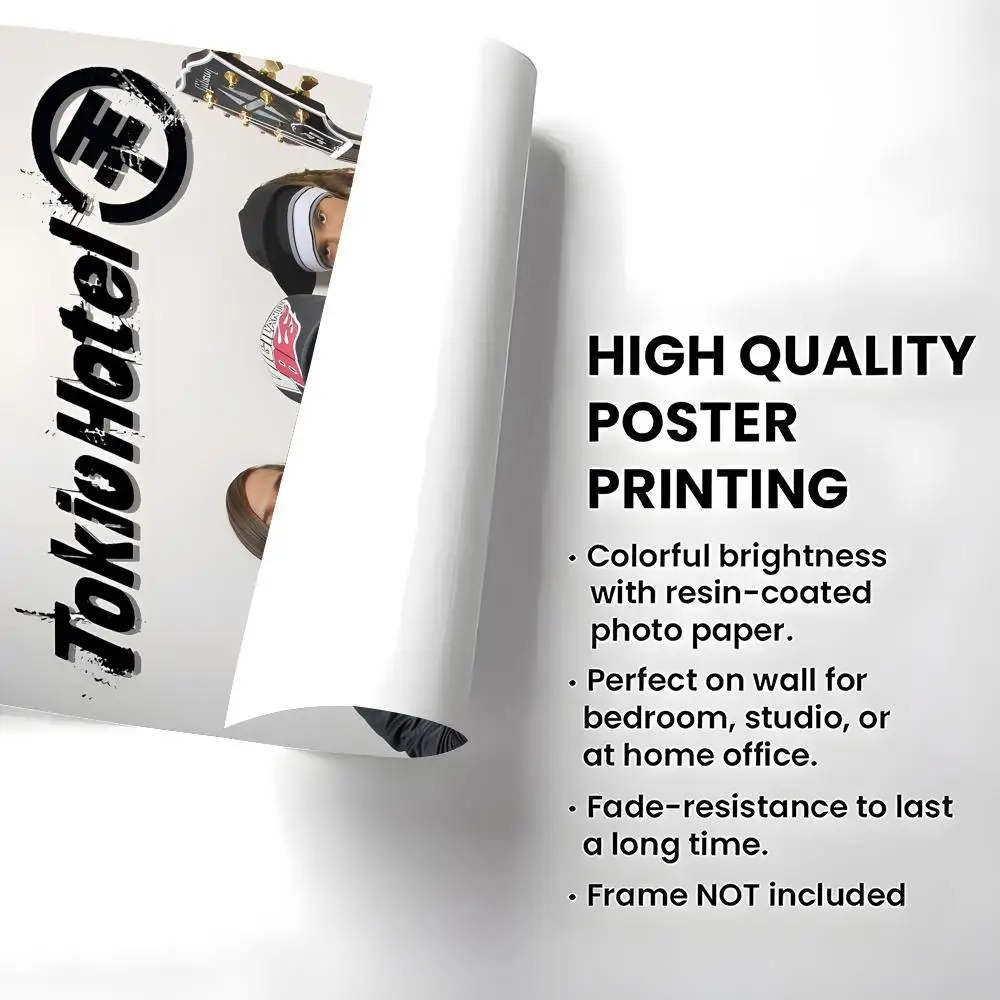 Band Tokio Hotel Poster Self-adhesive Art Waterproof Paper Sticker Coffee House Bar Room Wall Decor