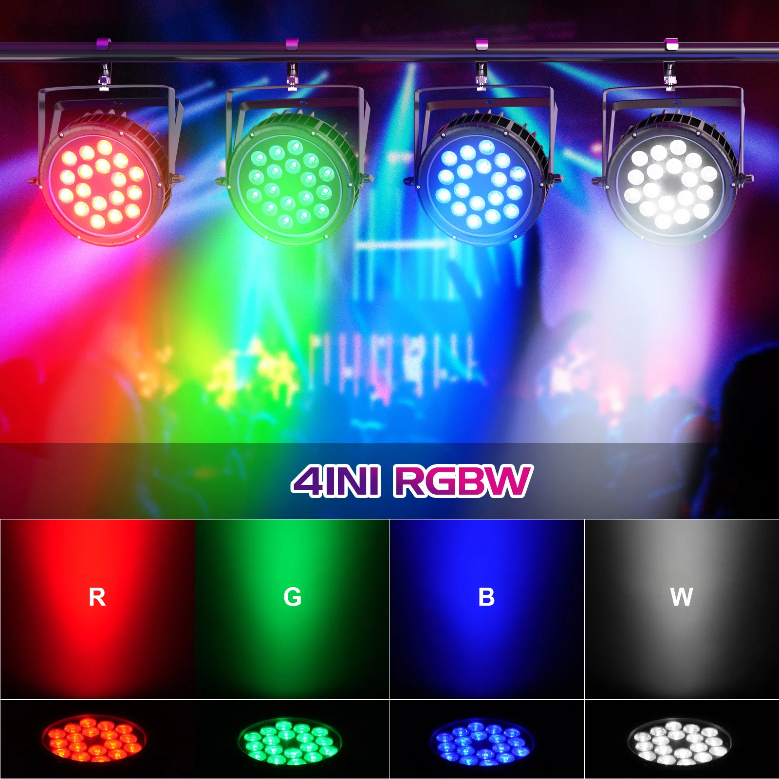 Imagem -03 - Uking Led Par Luzes Ip65 à Prova Dip65 Água Luz de Palco 18x10w Rgbw 4in1 Uplighting Controle Dmx Lavagem Lightor para Clube ao ar Livre Ktv Mostrar