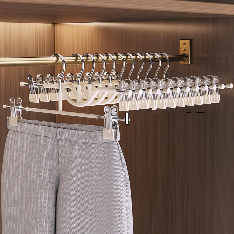 10pcs-metal-pants-racks-wind-proof-multi-purpose-skirt-racks-for-clothes-drying-trousers-wardrobe-clip-anti-slip-clothes-hanger
