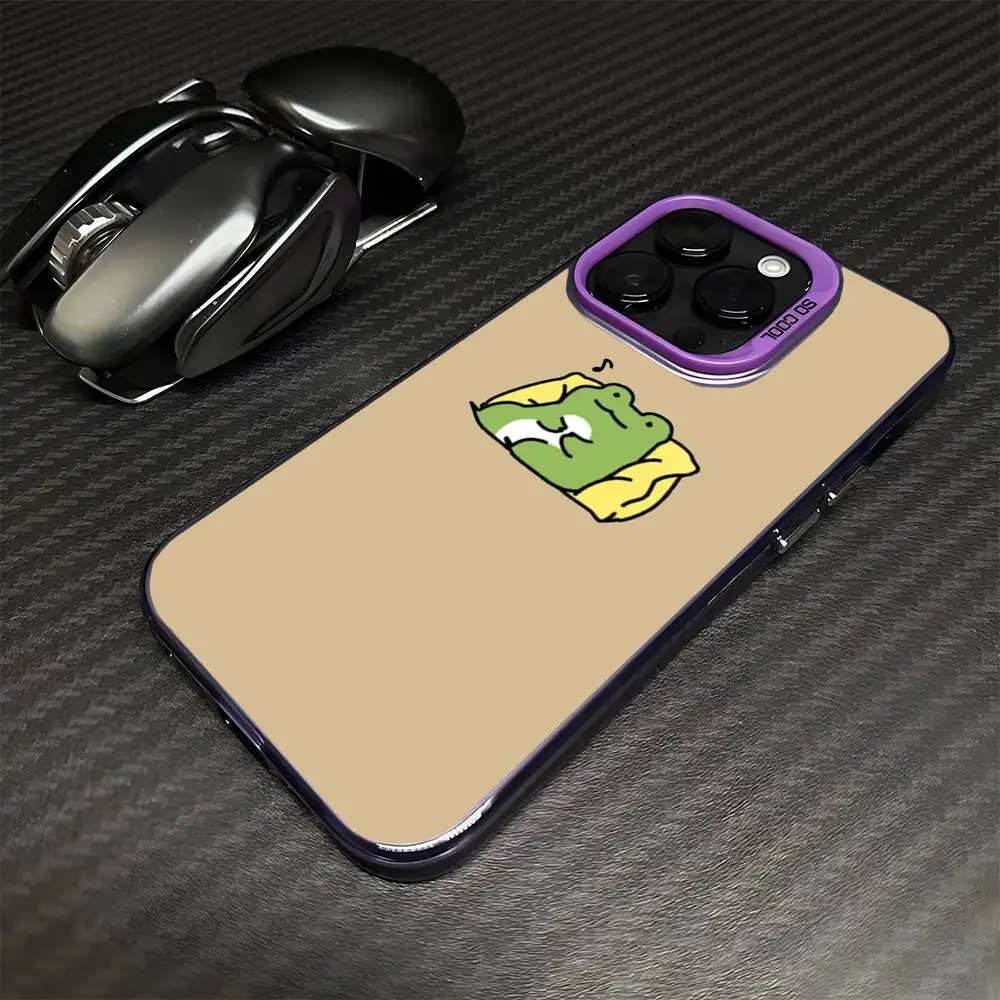 Capa de telefone sapo para iphone17,16,15,14,13,12,11 pro max roxo colorido banhado a prata dentro da capa de telefone