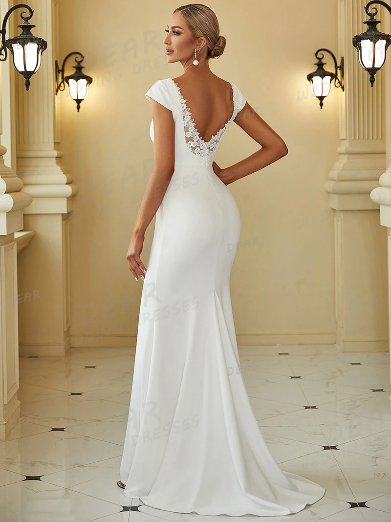 Simple Elegant Wedding Dresses 2024 Mermaid Woman's Sexy Appliques Backless Bridal Gowns Sleeveless V Neck Fashion Party Vestido