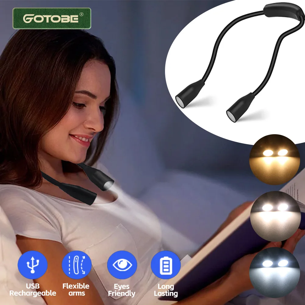 

Светодиодный подвесной ночник на шею, гибкий кронштейн, мягкий светильник, защита глаз, лампа для чтения книг для ночного чтения, портного плетения, бега