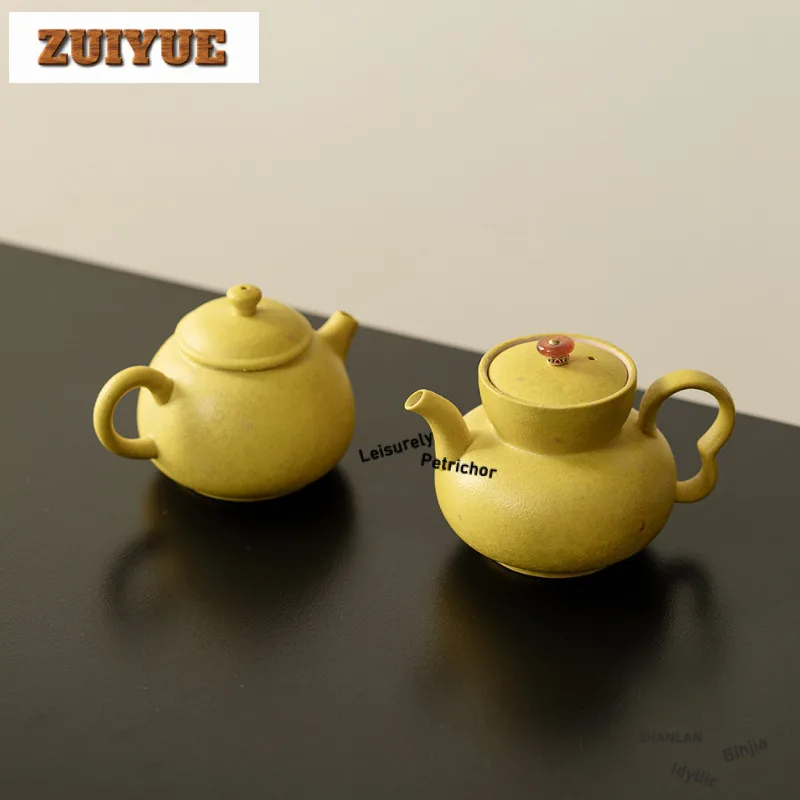 

Ярко-желтый однотонный чайник, традиционный чайник для заварки чая, домашний чайник для заваривания чая с шариковым отверстием, украшение для напитков