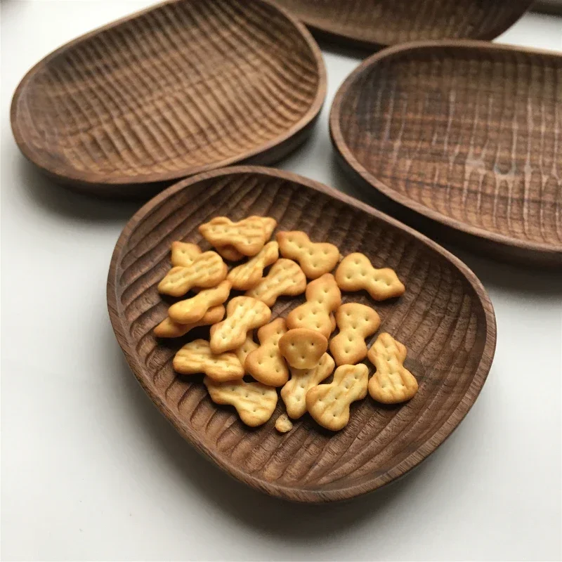 Hand Carved Plate Turtle Shell Snack Tray Tea Is Divided Into Black Walnut Log Olive Dim Sum Wood Dish Exquisite And Practical