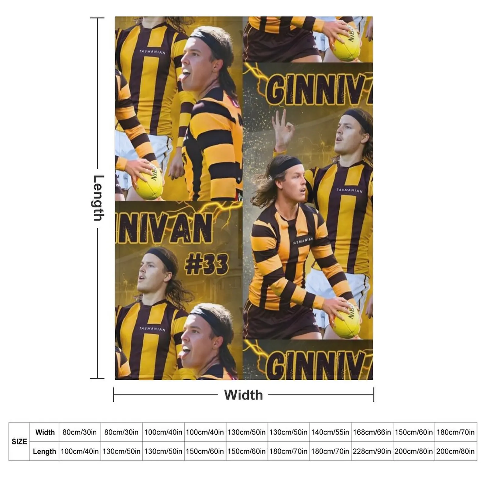 Jack Ginnivan Hawthorn Hawks AFL Footy Player Throw Blanket Soft Big warm for winter christmas decoration Hair Blankets