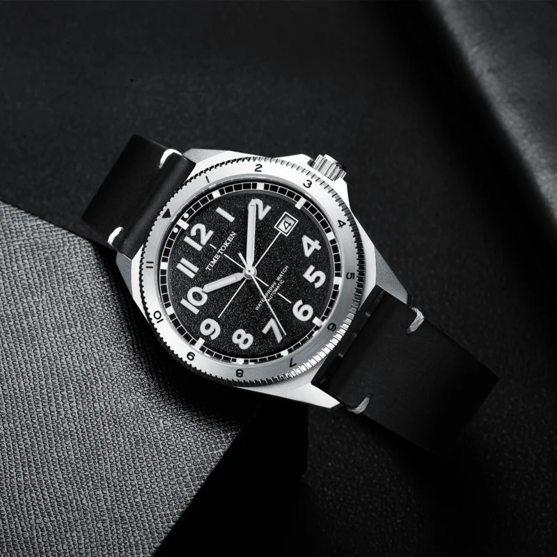 TIME TOKEN 40mm Men's Automatic Mechanical Watch 5BAR Dive Pilot Stainless Steel Sapphire Wristwatch Miyota 8215