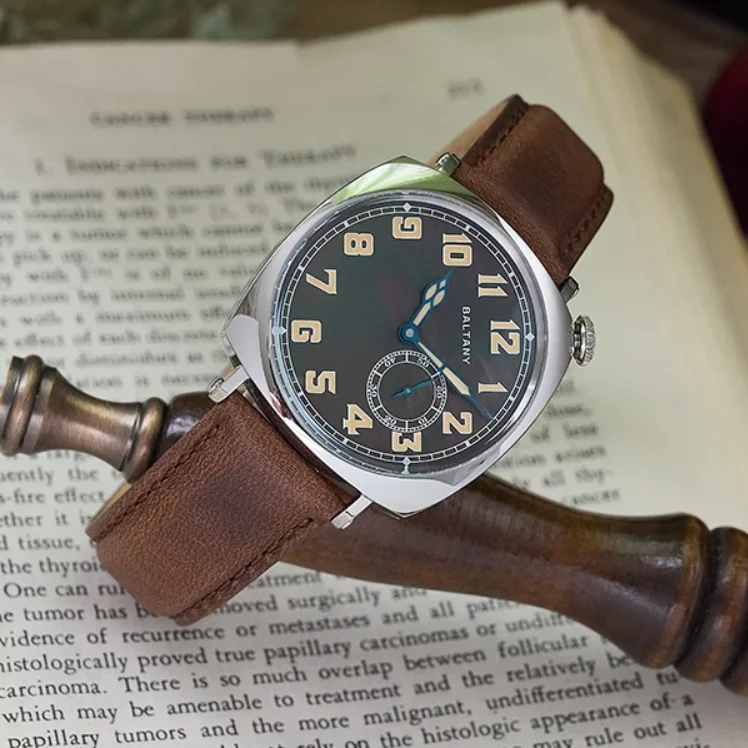 

Baltany Men Automatic Watch 38mm Retro Square Case Mechaical Wristwatch 5ATM Waterproof MOP Dial Sapphire ST1701 ST1700 Mov.