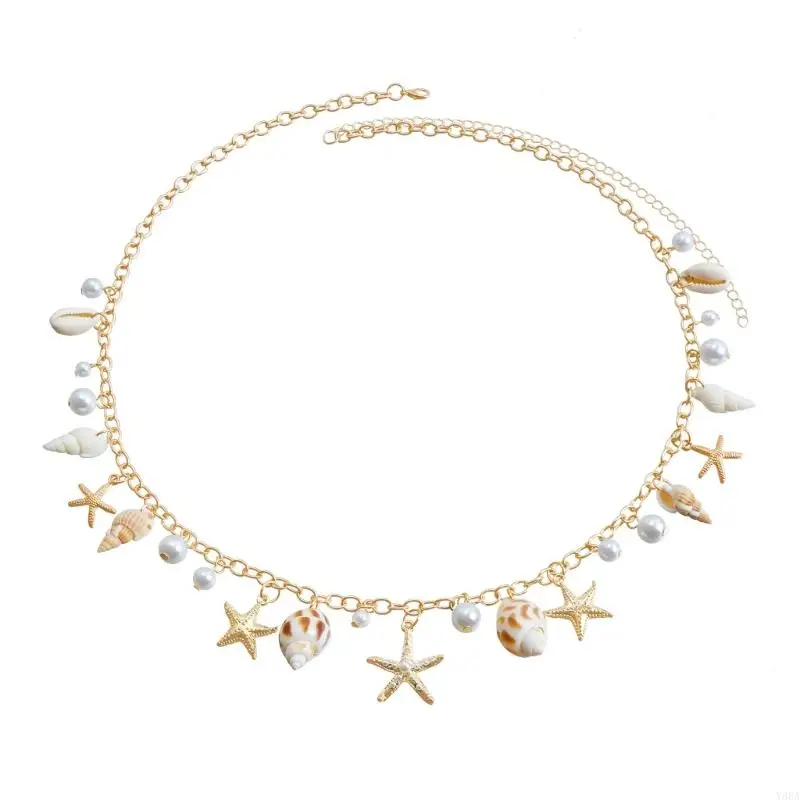Y88A OCEAN Chủ đề chuỗi vòng eo với ngọc trai sao biển Decors Chain Chuỗi trang sức