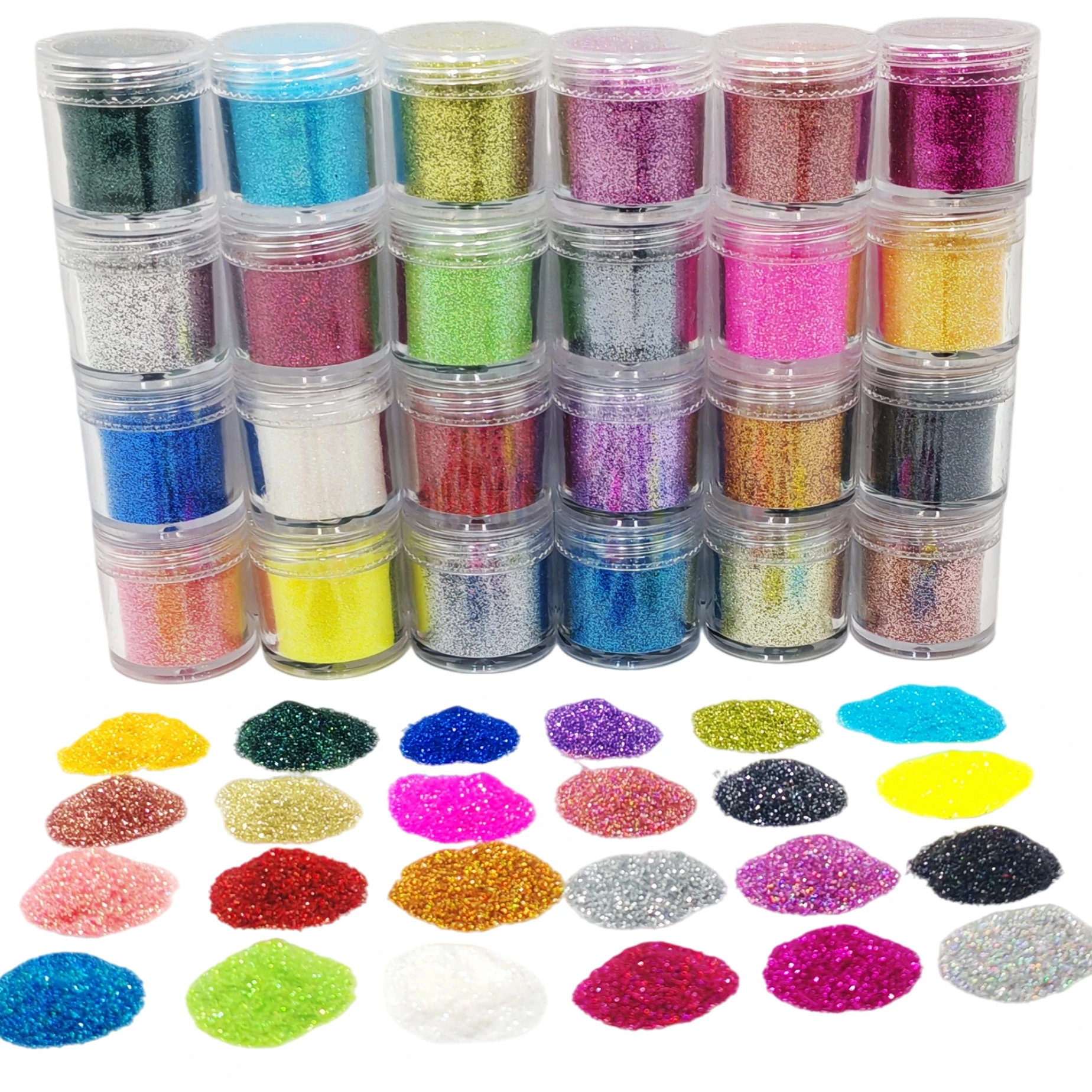 

24-Color Cosmetic Iridescent Holographic Fine Glitter Dust PowderforDIY Body FaceNail Art,Resin,Tumbler Slime Soap Candle Making