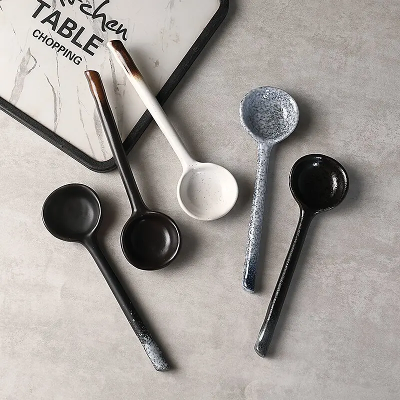

Ложка в японском стиле и ветер с длинной ручкой, креативная посуда, домашний ресторан, винтажная ложка для супа, аксессуары для домашней посуды