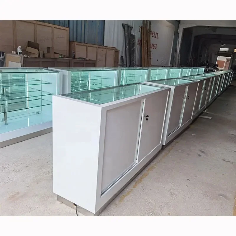 Custom Shop Display Cabinet com luz LED, vitrine de vidro do telefone móvel, alta qualidade