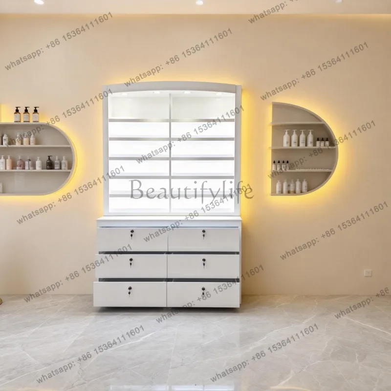 Factory Direct Sales Beauty Shop Nail Shop Display Locker with Light Simple Fashion Atmosphere