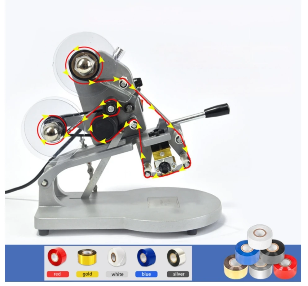 Máquina de codificación de cinta con fecha de caducidad Manual DMX, máquina de codificación de estampado térmico de película de bolsas de plástico