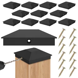 12Pcs Wood Fence Post Covers Sturdy Plastic Deck Post Cover Waterproof Heat Resistanc Deck Post Caps for Protecting Garden Fence