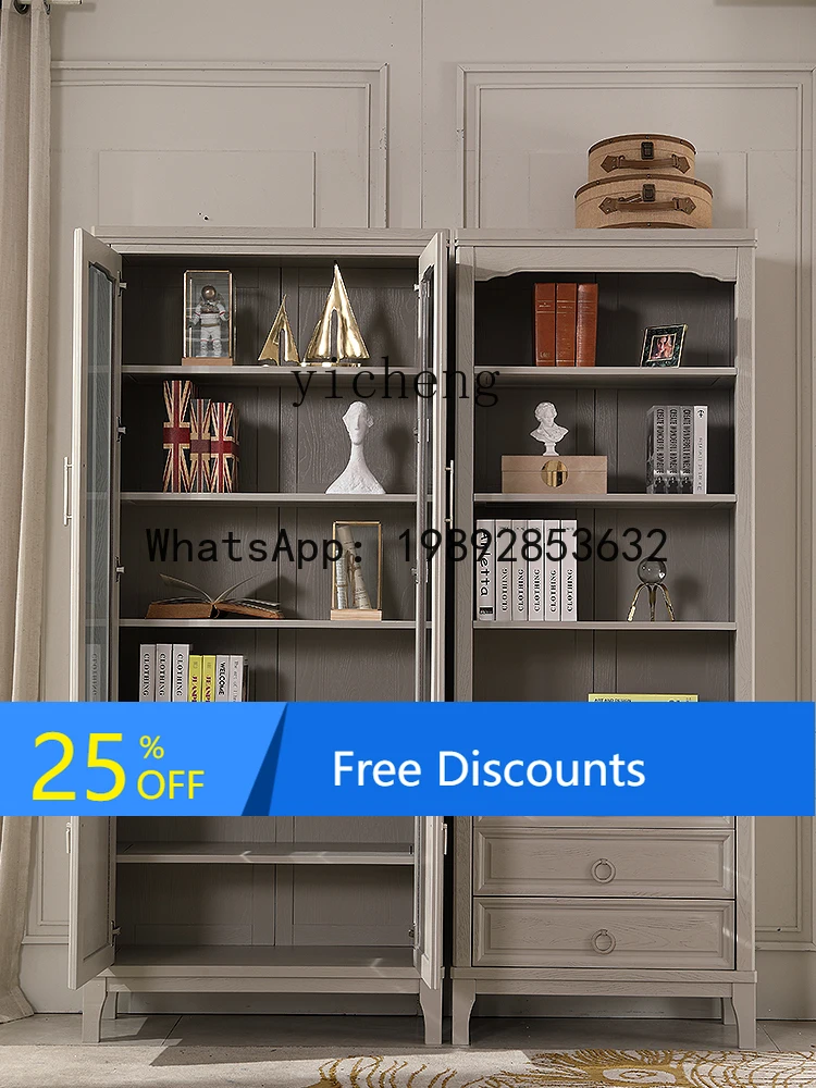 

AA red oak all solid wood bookcase bookcase combination bookshelf storage cabinet