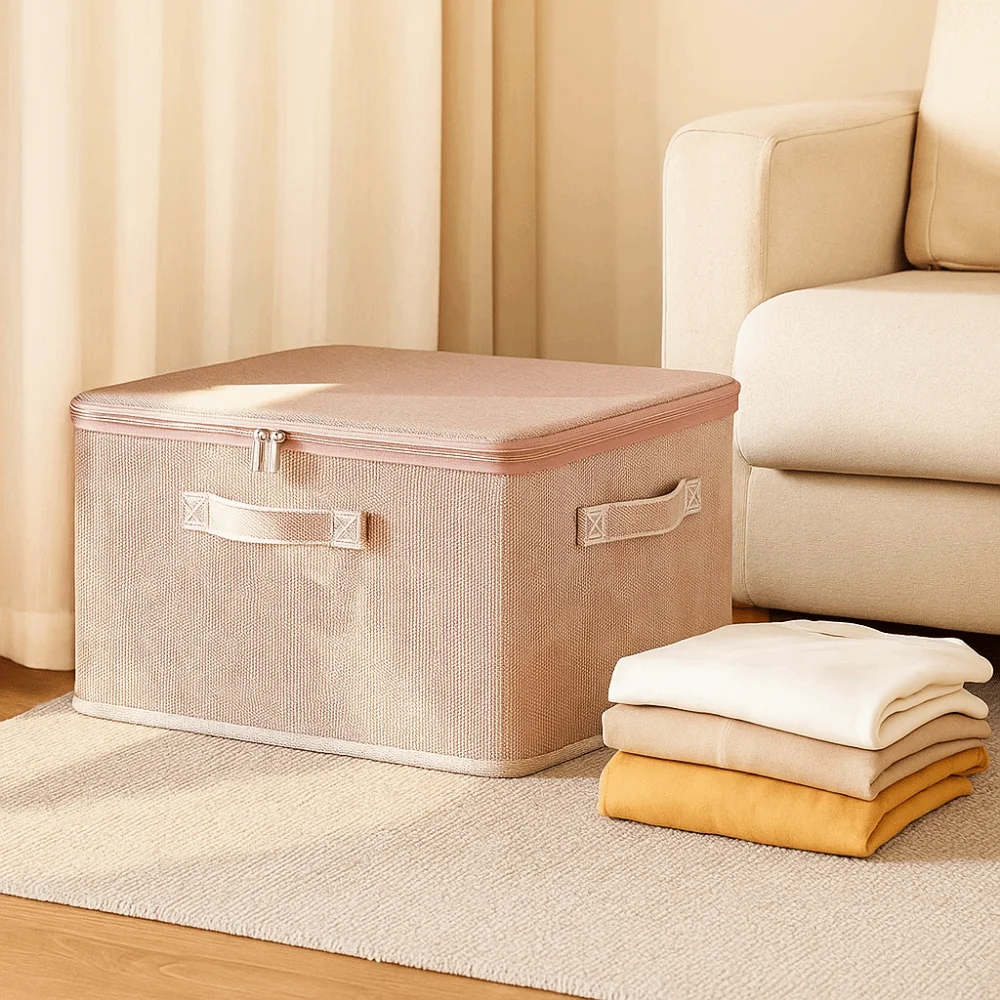 

Large Capacity Clothes Quilt Storage Bag Stackable Dustproof Clothing Sorting Box Foldable with Zipper