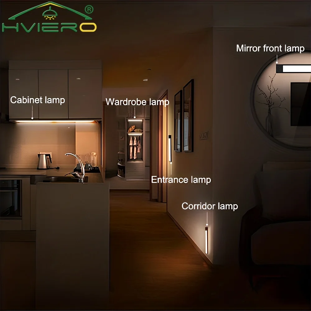 Sensor Wireless 3color in One Lamp Night Light Motion USB Under Cabinet For Bedroom Wardrobe closet cupboard Indoor Lighting