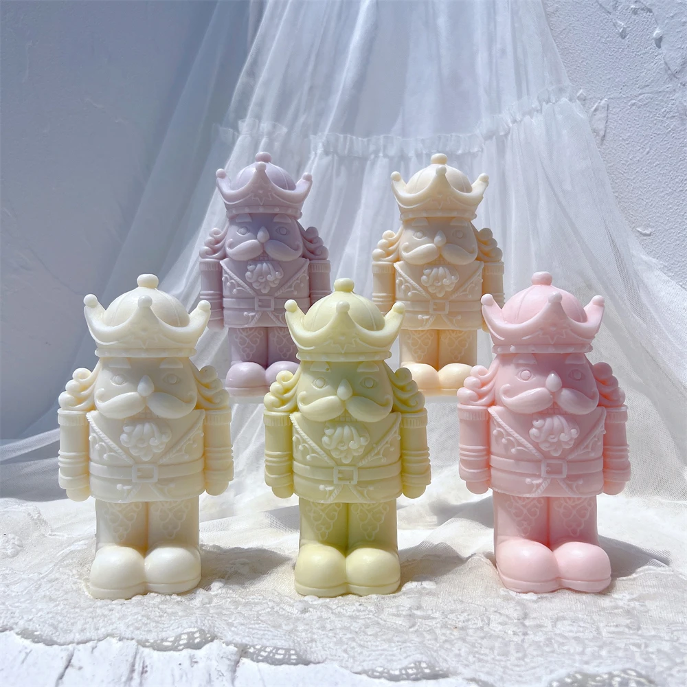 

14.2CM Christmas Nussknacker with crown Silicone Mold Nutcracker Candle Mold Christmas Holiday Decoration Gift Idea
