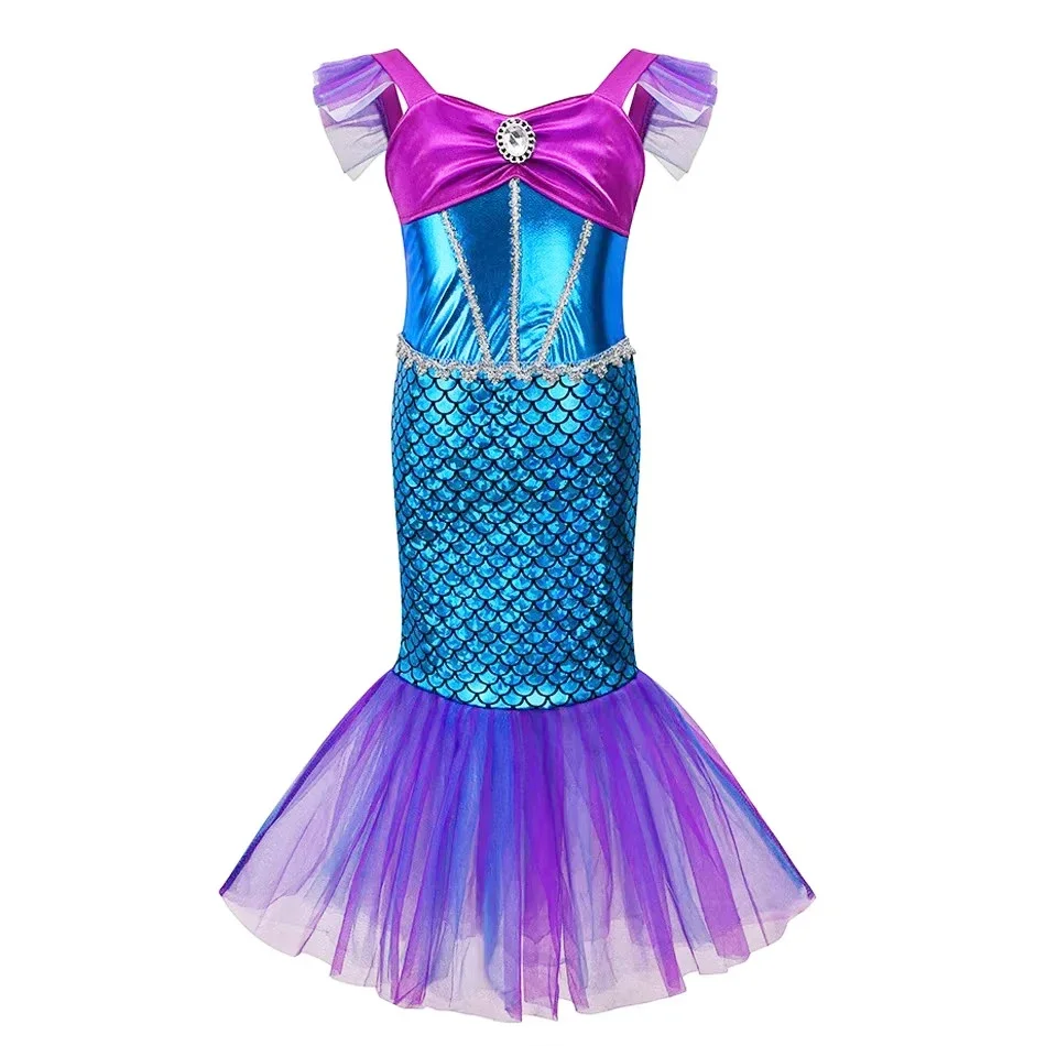 Robe sirène pour filles, robes de Cosplay pour enfants, Costume de princesse, vêtements de fête d'anniversaire et d'halloween