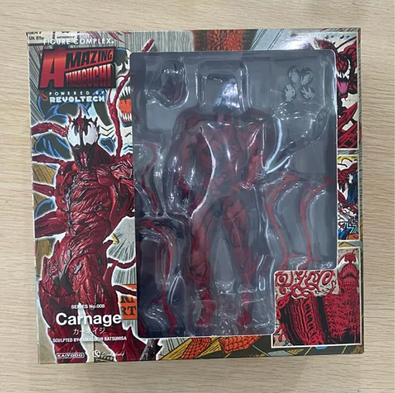 Marvel Revoltech Yamaguchi Carnage Action Figure Revoltech Series Venom Deadpool NO008 Carnage Figure Collectible Model Toy Gift