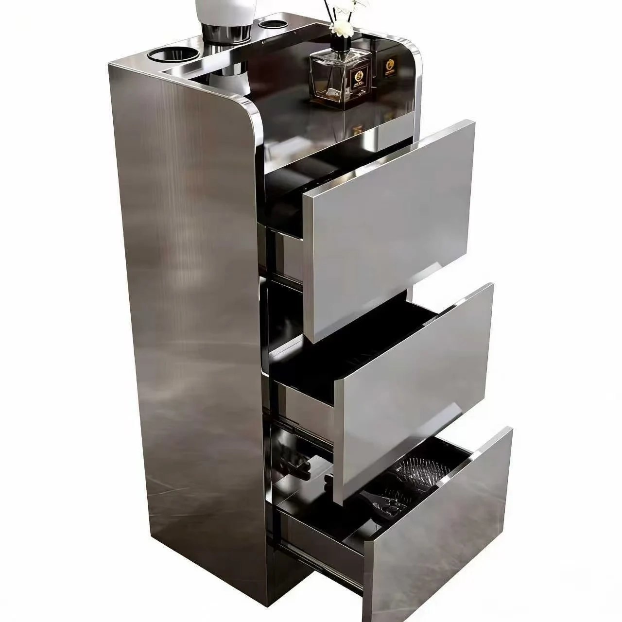 Modern Minimalist Stainless Steel Salon Trolley Cabinet with Dedicated Storage for Hair Salons-Stable Commercial Furniture