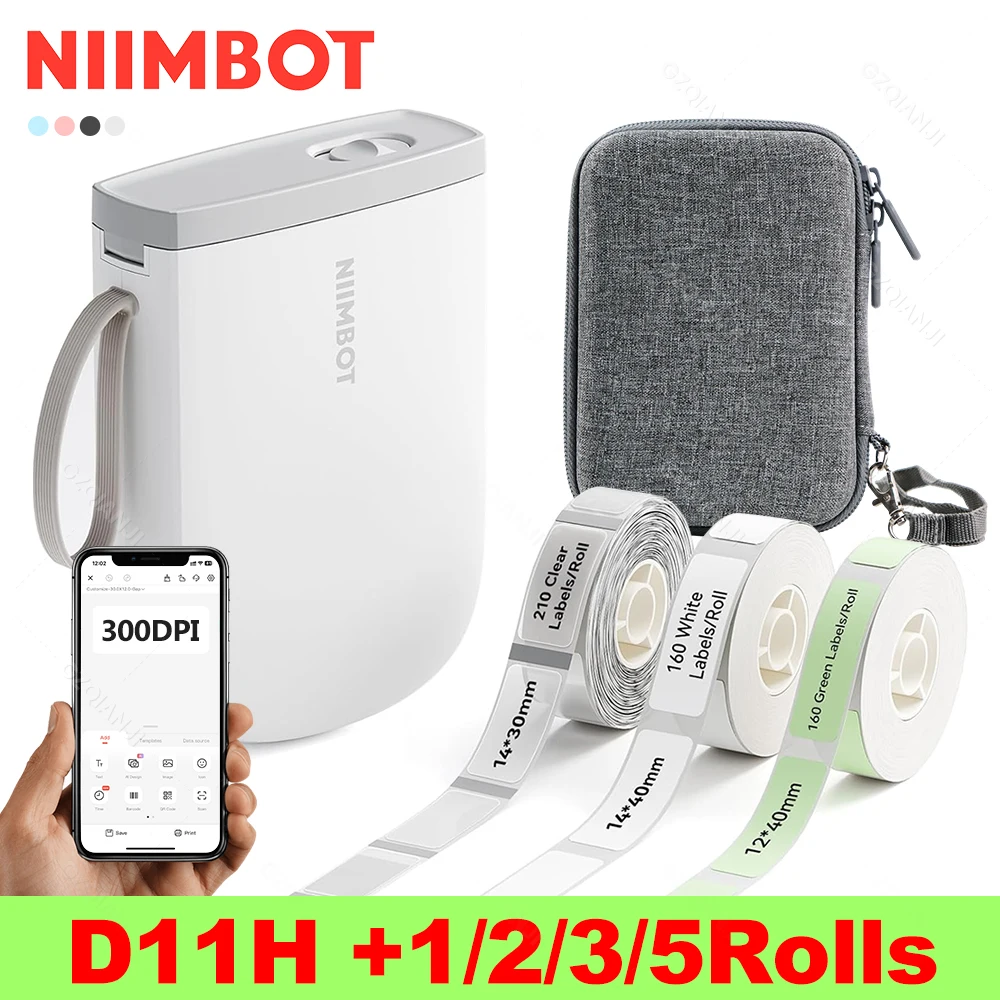 

300 точек на дюйм Niimbot D11H термопринтер беспроводной портативный клейкий этикетировочный станок D110 обновленный мини-карманный прибор для изготовления наклеек
