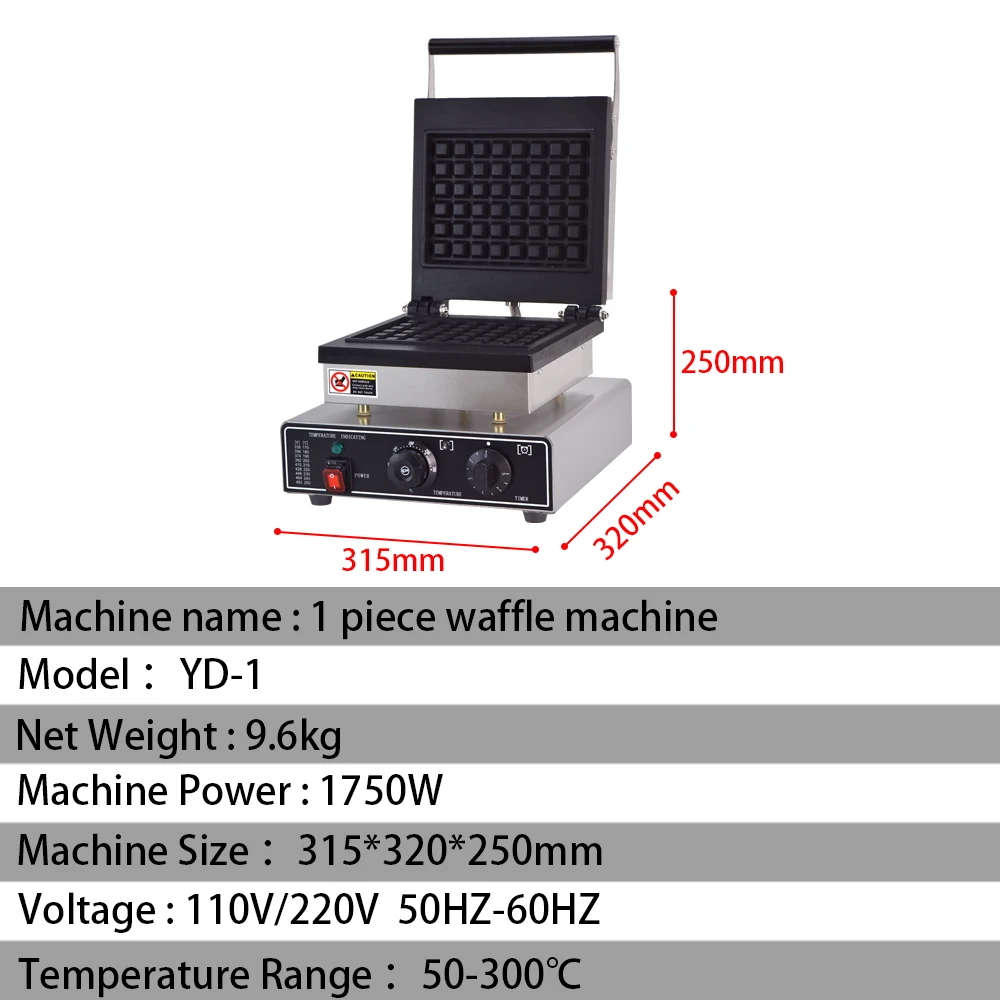 Commercial Non-stick electric waffle making machine 1pcs Waffle Maker Belgium waffle machine