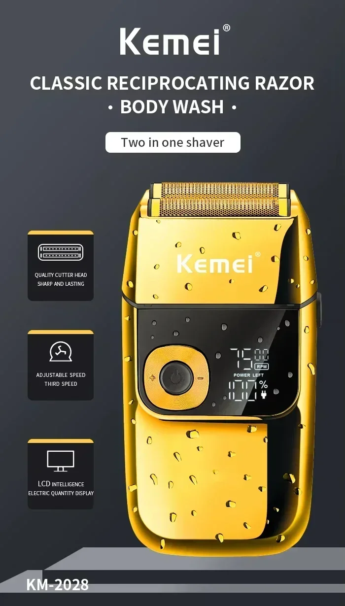 Kemei KM-5027 Original kabelloser elektrischer Haarschneider, wiederaufladbarer Haarschneider KM-2028, Rasierer für Männer, USB-Laderasierer, Friseur – Detail 9