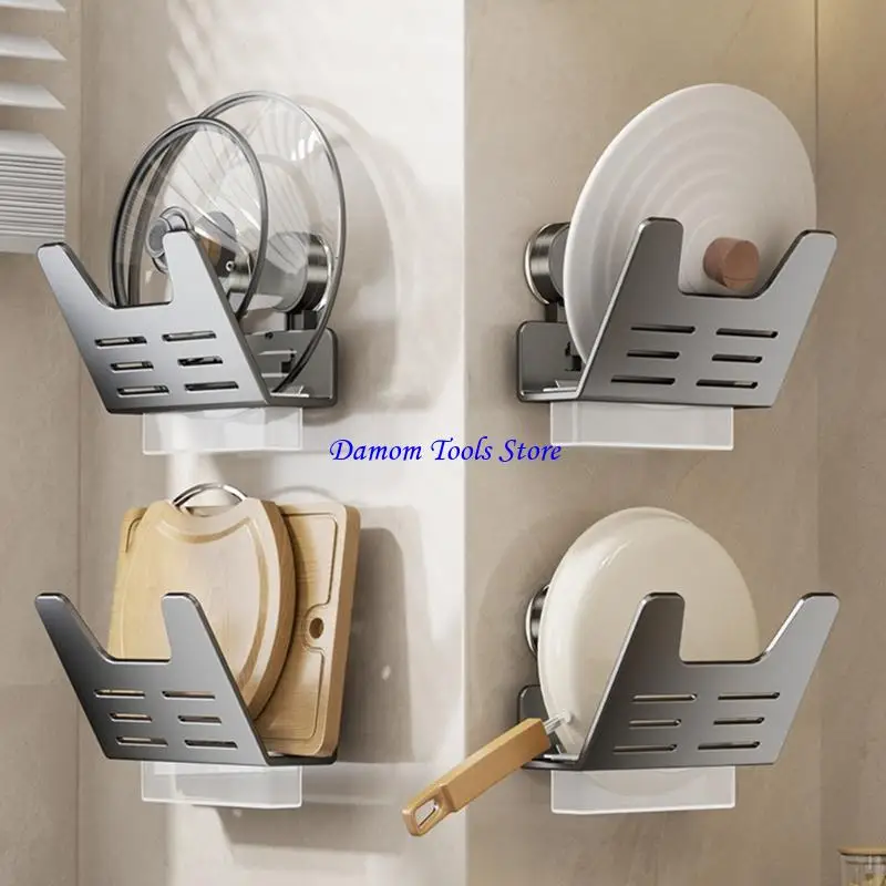 57BE Multipurpose Pots Lid and Cutting Board Organizers Sturdy ABS Carbon Steel Construction with Removable Drain Tray