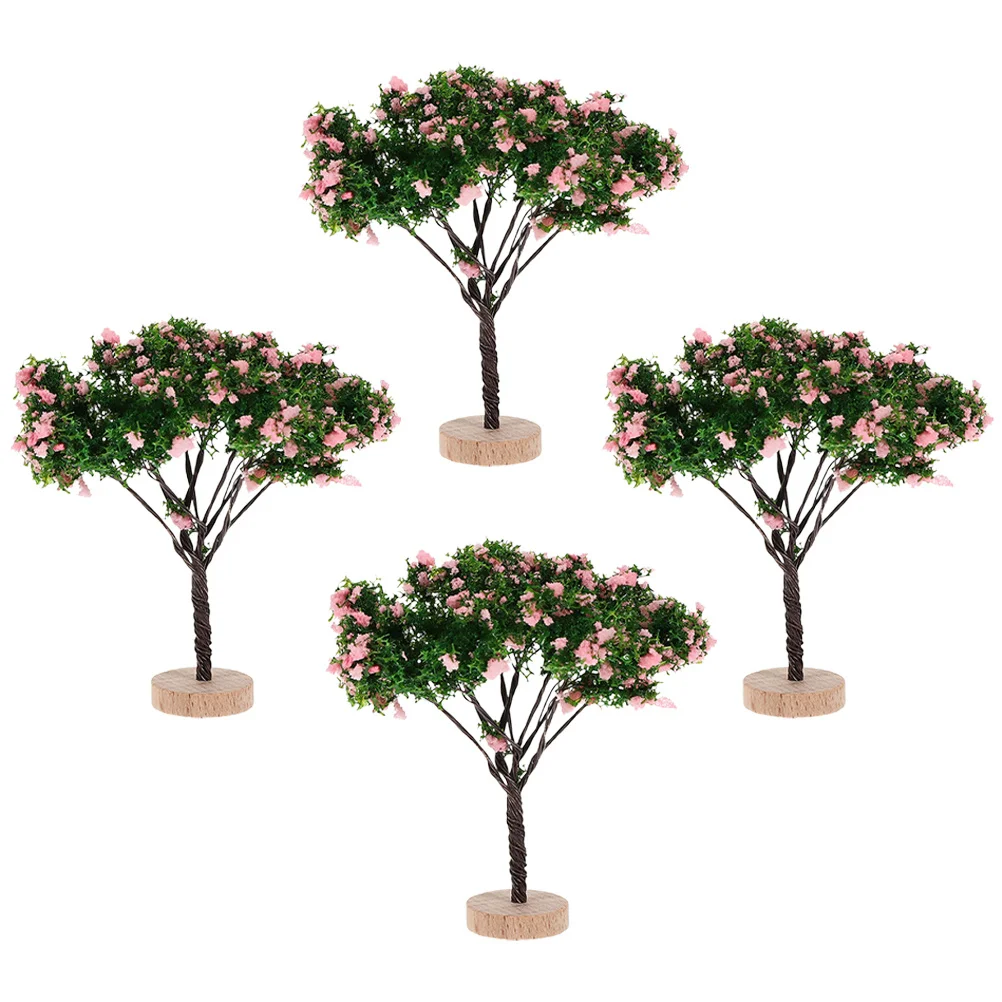 

4Pcs Miniature Landscape Trees Plastic Wood Realistic Look Sand Table DIY Micro Landscape Decoration Miniature Street Tree