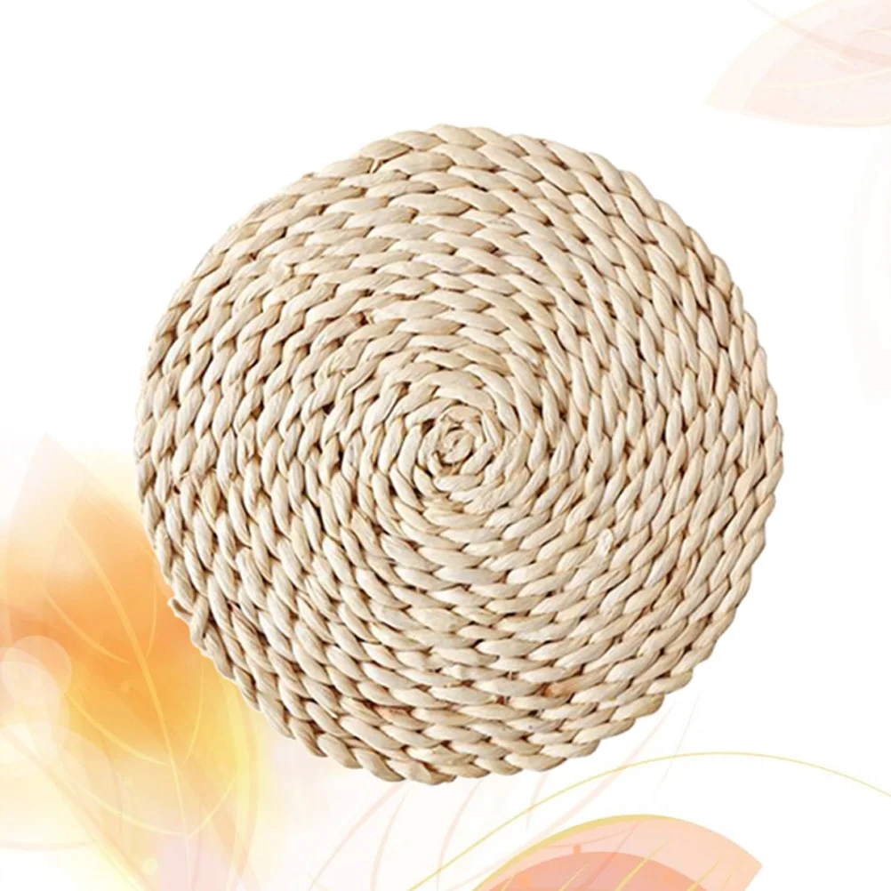 Thick Straw Placemat 20Cm Insulation Dish Mat Protective Coaster for Tableware Heat Resistant Lightweight Round Placemat