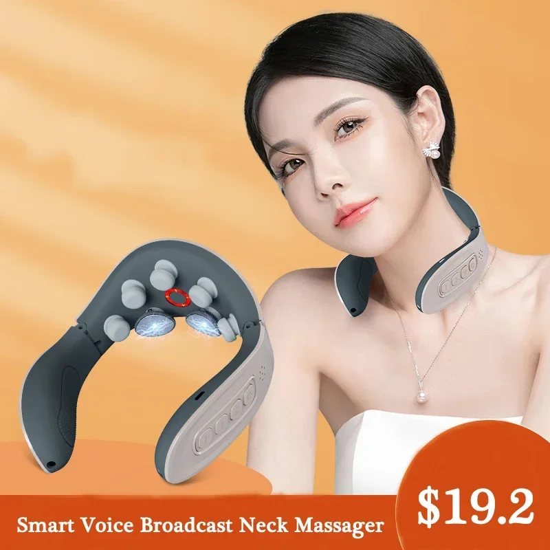 

Smart Voice Neck Massager Electric TENS Vibration Pulse Neck Massager Heating Cervical Massage Neck Cervical Back Pain Relief