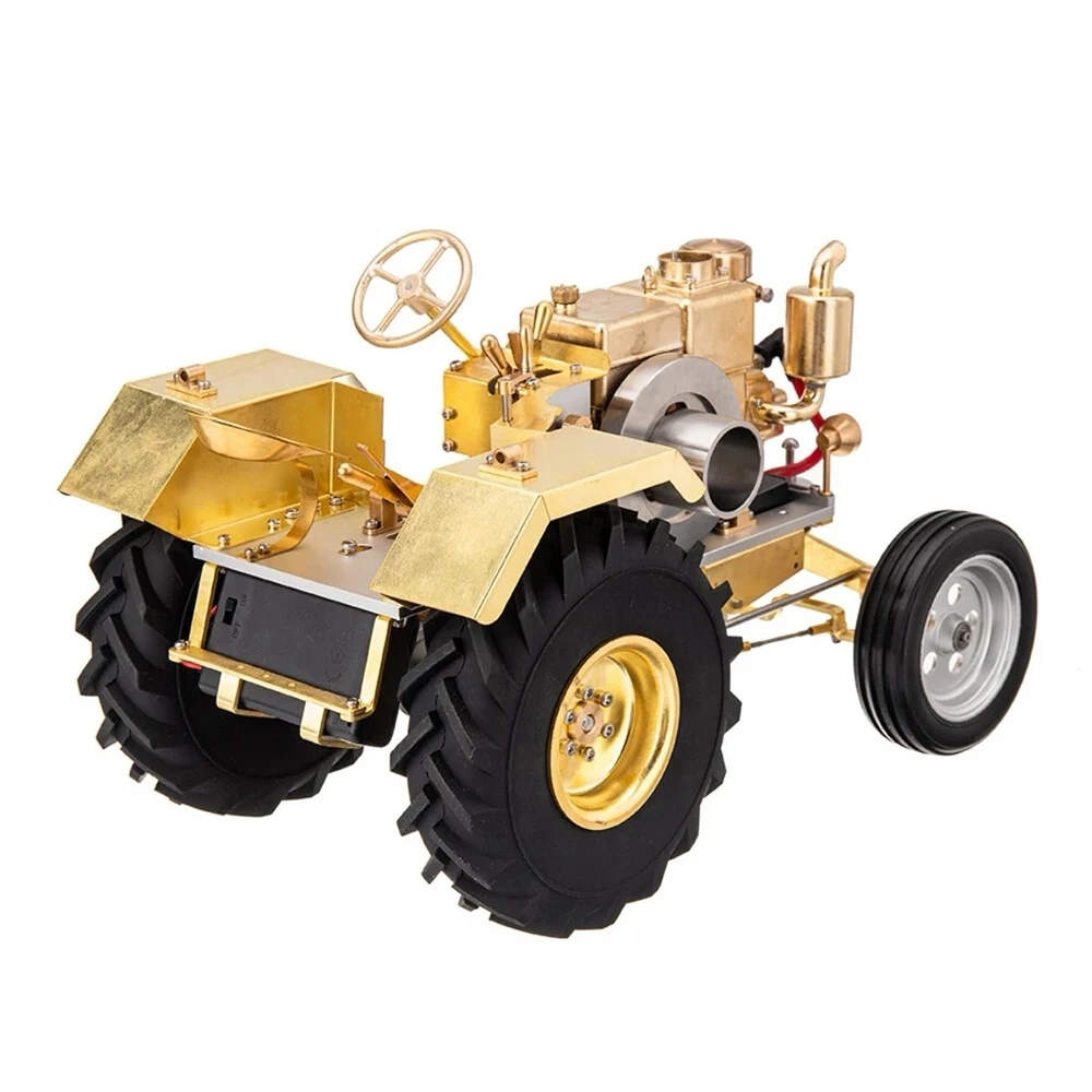 New Brass Gasoline Tractor Model Four Wheeler Handheld Diesel Steam Engine Model Toy