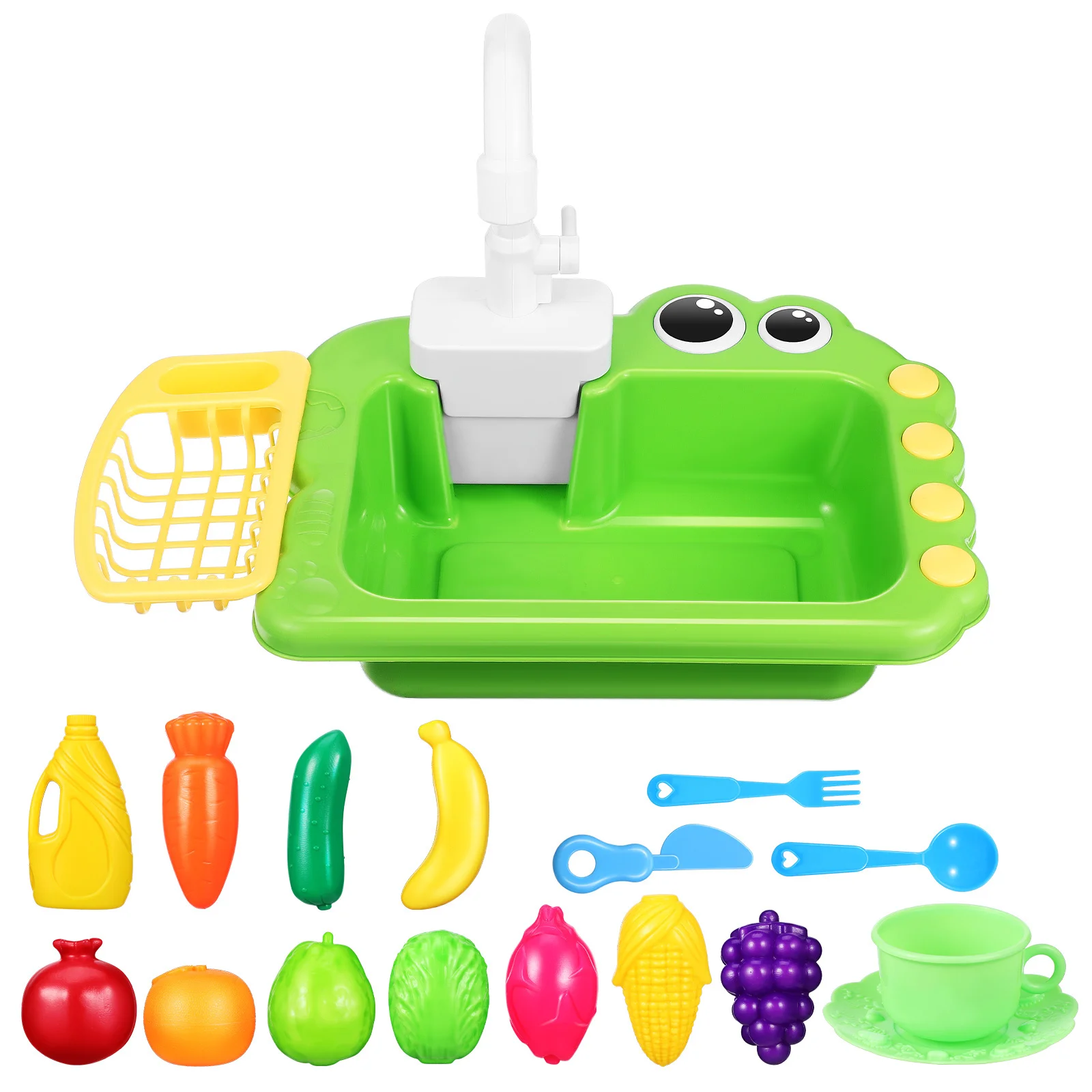 1 conjunto de pia infantil com água corrente, torneira realista, pia de cozinha, estação de lavagem para crianças, mesa de água compacta e segura