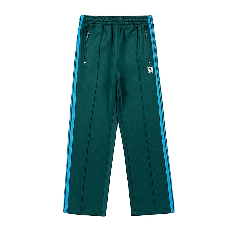 Arrival Green Casual Pants Butterfly Embroidery Webbing Track Stripe Trousers Zipper Oversize 1:1 Men Women Sweatpants