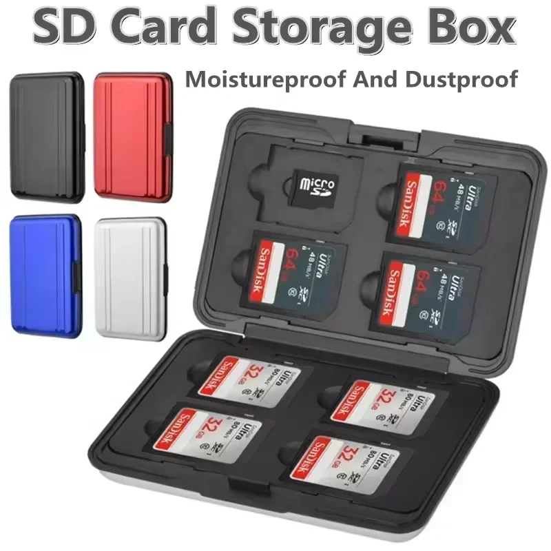 

16 Slot Portable Memory Card Case Silver Micro SD Card Holder Dual Layer Aluminum Protector Storage Box for SD/SDHC/SDXC/MicroSD