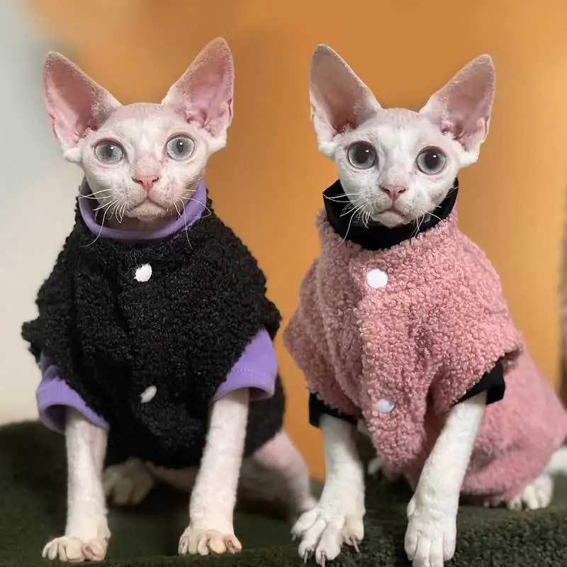 Autumn and Winter Warm Teddy Velvet Coat Hairless Cat Clothes Sphinx Devon Pets